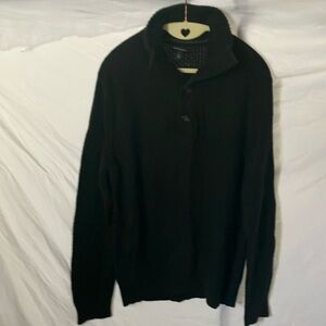 Banana Republic: Black Button collared Knit Sweater- Cotton Blend- L